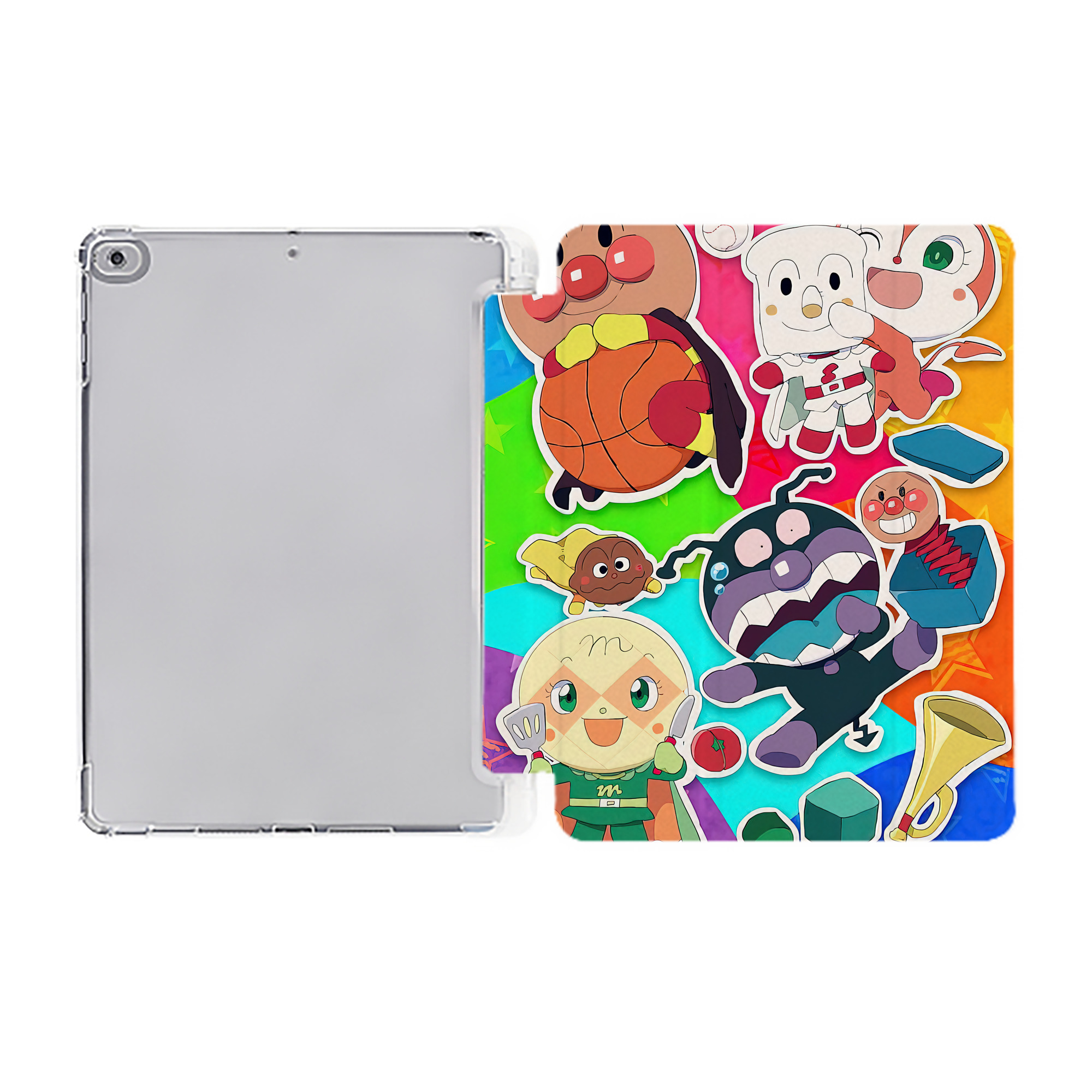 （画像用） アンパンマン Anpanman IPad ケース ペン収納付き 三つ折りスタンド PUレザー×シリコン 対応機種9.5/10.5/10.9インチ